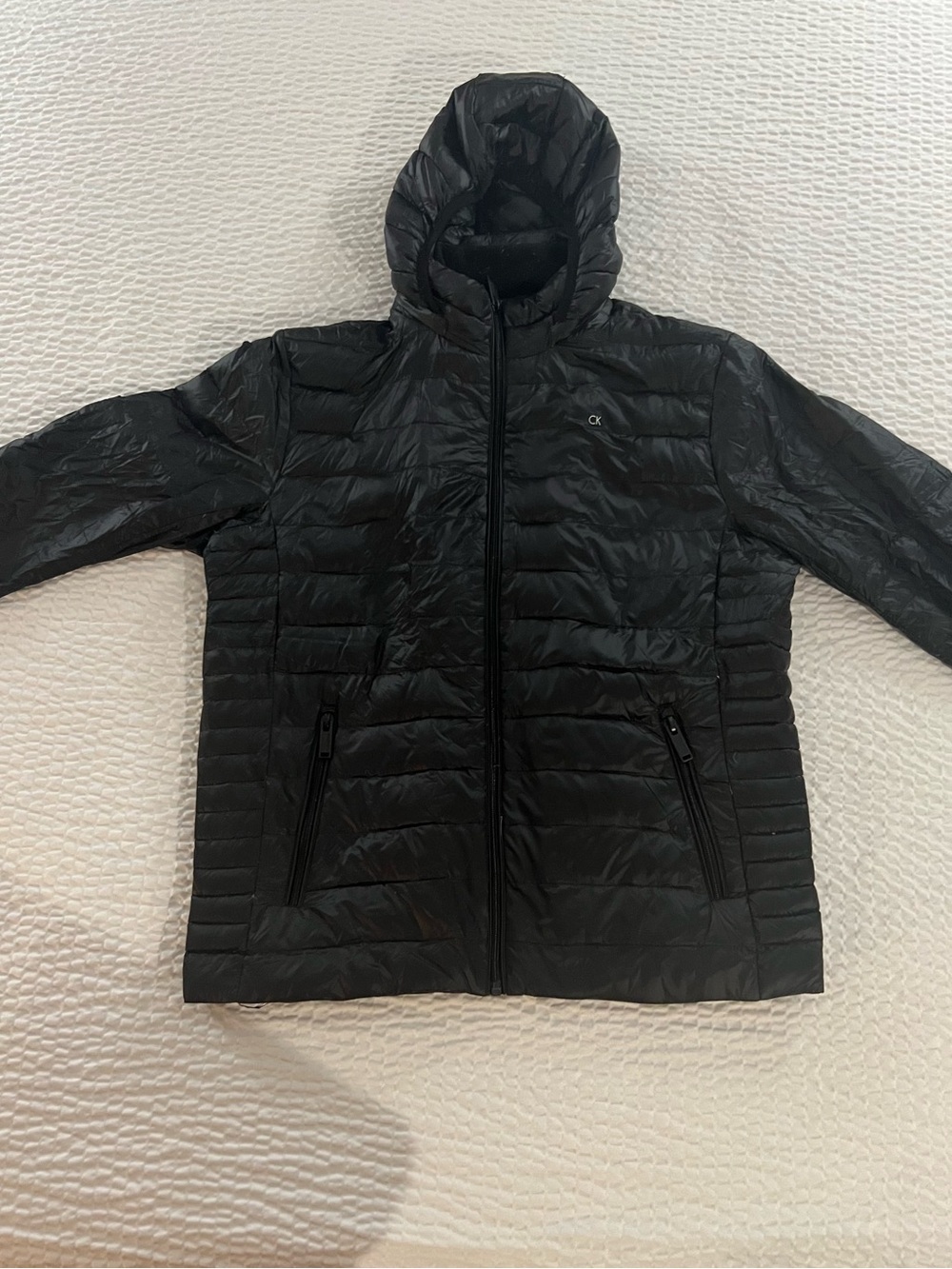 Calvin Klein Men’s Large Hooded Down Packable Jacket / Coat - Black